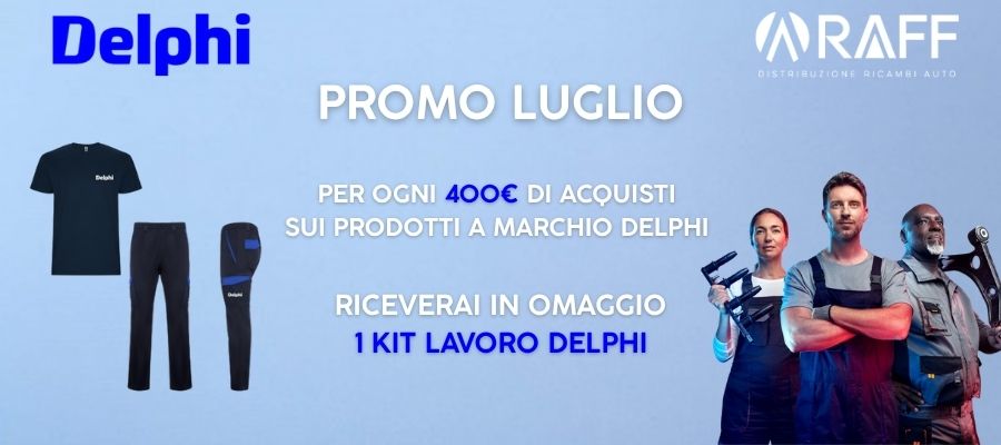 Per ogni 400€ di acquisti  sui prodotti a marchio DELPHI 